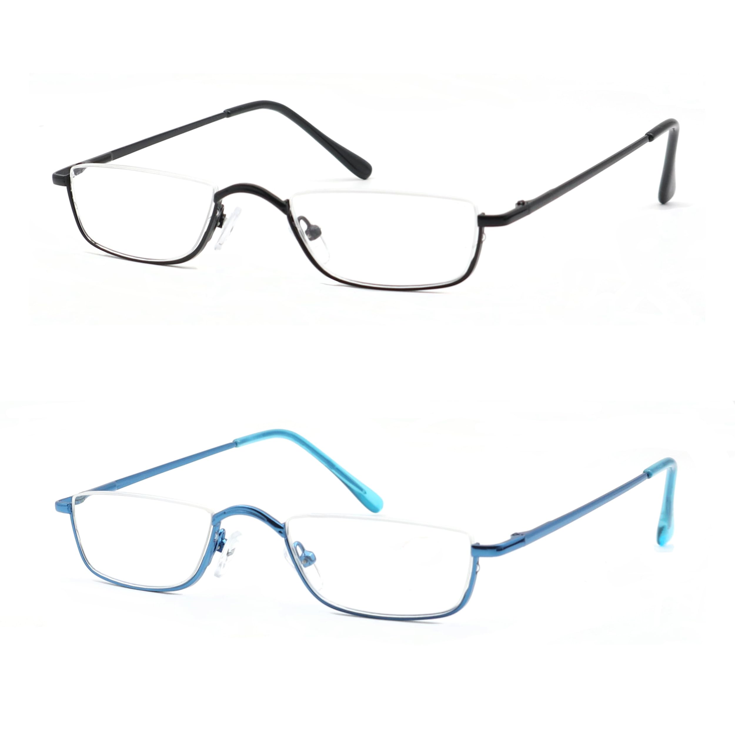 COVESATO 2 Pack Halbrahmen Lesebrille aus Metall Blaulichtfi
