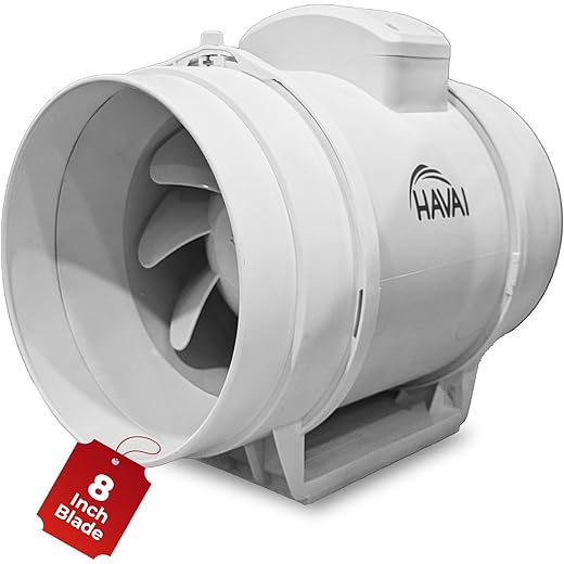 Havai BLDC Inline Duct Fan 8 Inch 900 CMH Airflow Energy Sav