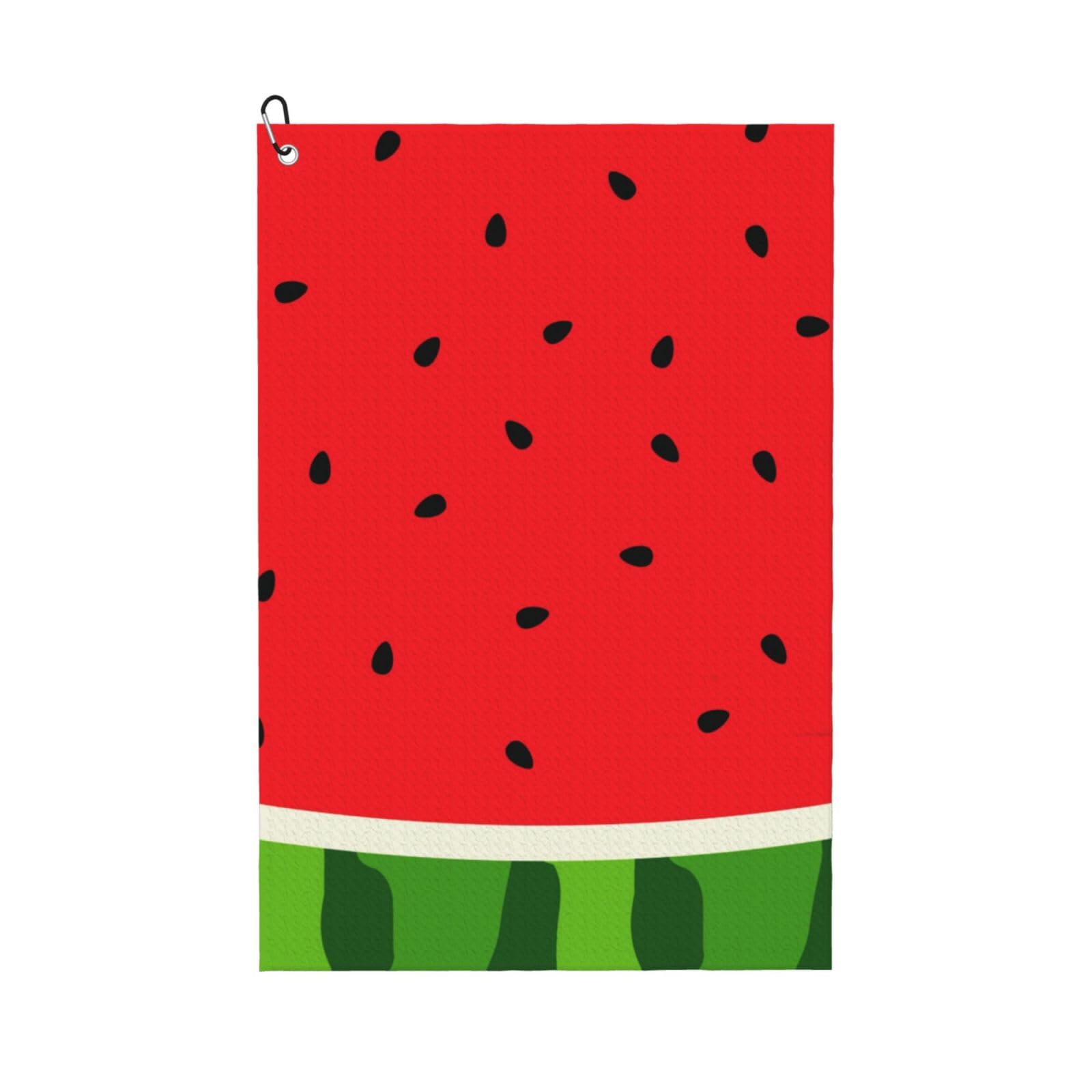 Hnnkloy Watermelon Pattern, Fruit, Red, Stylish, 16x24 in Portable Waffle Golf Towels with Carabiner Clip for Golf Bag