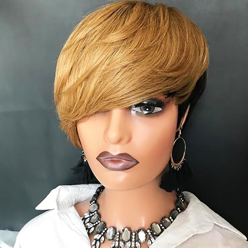 Natural Straight Human Hair Short Bob Wig #27 Honey Blonde
