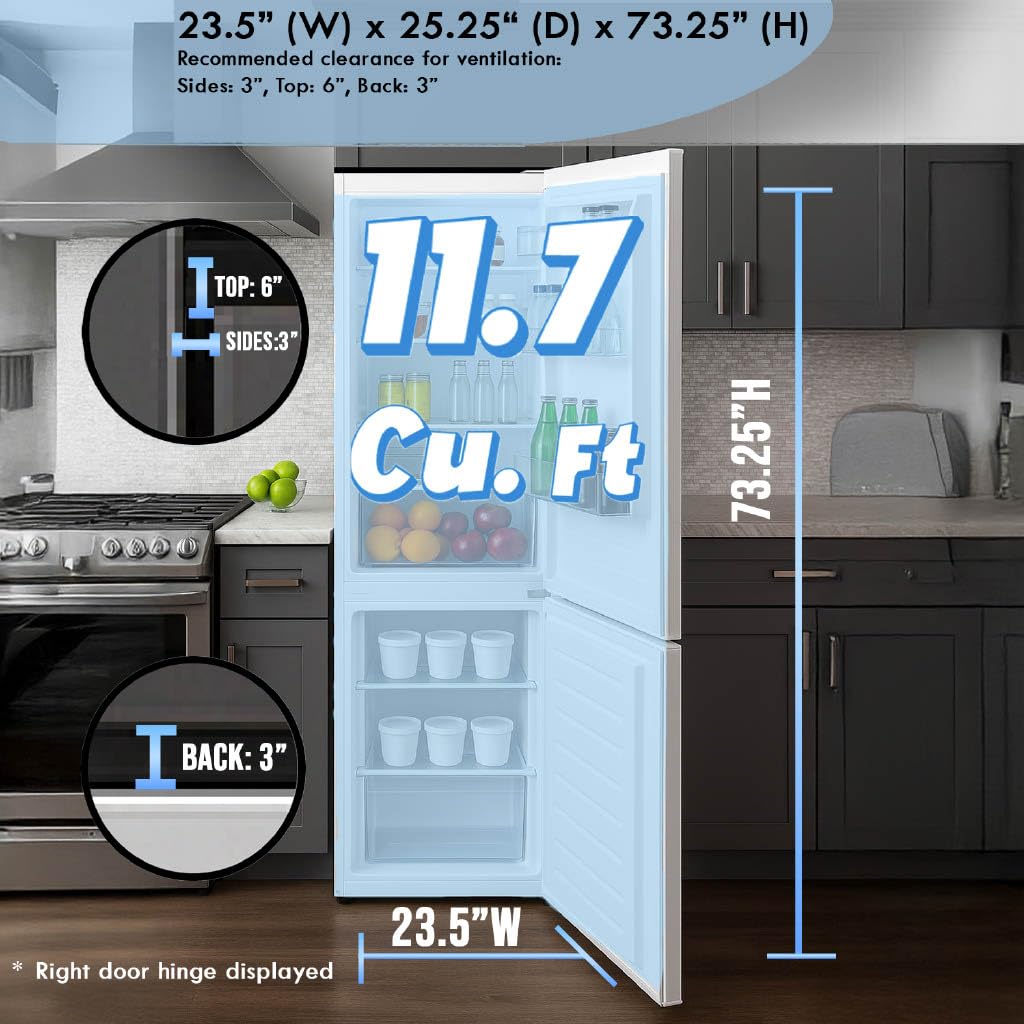 Summit 24" Bottom Freezer Refrigerator, Counter Depth Refrigerator- Freezer, Energy Star, White - Ffbf121wlhd (Left Hand Door) on Fridge.com - View 5
