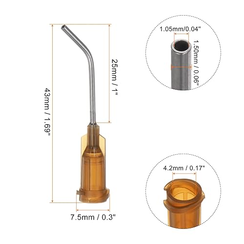 Miniatura 7 de 12 agujas dispensadoras de punta roma, calibre 20, puntas de dispensación dobladas de 45 grados, aguja dispensadora en ángulo de extremo de 1