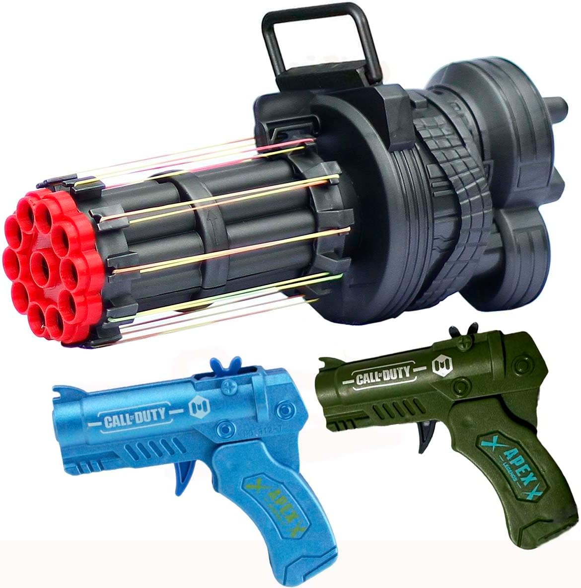 zonzxcv Gatling Rubber Band Gun Crank The Handwheel with 10 Rounds in Semi Automatic Fire Succession Gatling Machine Gun for Indoor Outdoor Games and Pretend Play