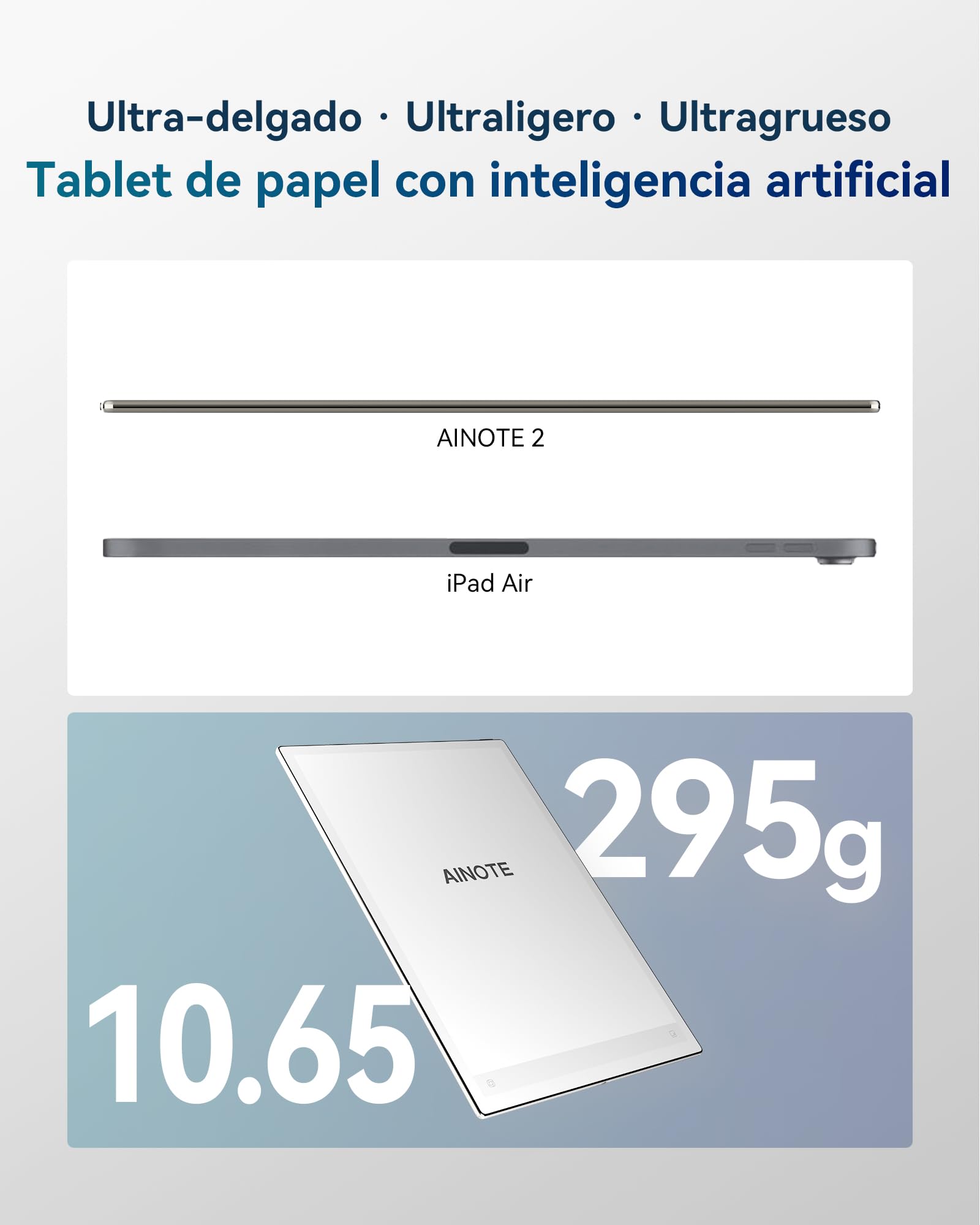 iFLYTEK AINOTE 2 Paper Tablette, Ordinateur Portable Electronique de 10,65 Pouces avec Stylet, Tablette Ultra-Fine de 4,2 mm pour la Prise de Notes, Optimisée par Un AI Compatible avec Google Play - 4