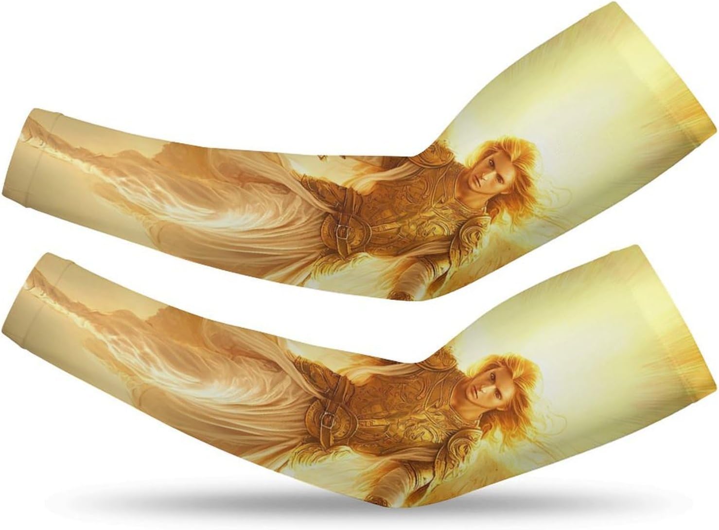 God An-gels Holding Swords Arm Sleeves Sun Protection Sleeves Sports Cooling Arm Compression Sleeve for Men Women