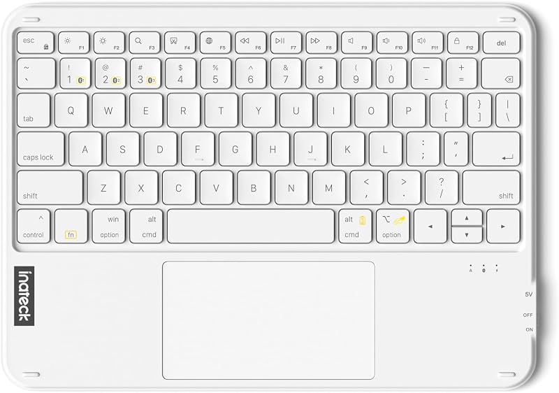 Ultra-Slim Tablet Keyboard, Trackpad, 228g, Bluetooth 5.4 | For iPad/Tablet/Windows/Laptop/PC, Stable Connection, Ultralight 228g,Portable Wireless QWERTY Keyboard, White