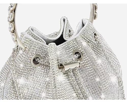 Rhinestone Evening Bags For Womens, Chic Crystal Sparkly Evening Purse Handbag Hobo Bag (Silver-Style B) #TOP1