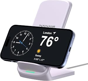 NANAMI Fast Wireless Charger, 15W Max Wireless Charging Stand for iPhone 17/16 Pro Max/15/14/13/12/11/XR/XS/8, Phone Charger Holder for Samsung Galaxy S26/S25/S24/S23 Ultra/S22/S21/S20, Pixel 9 8 7 6