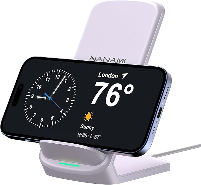 NANAMI Fast Wireless Charger, 15W Max Wireless Charging Stand for iPhone 17/16 Pro Max/15/14/13/12/11/XR/XS/8, Phone Charger Holder for Samsung Galaxy S26/S25/S24/S23 Ultra/S22/S21/S20, Pixel 9 8 7 6