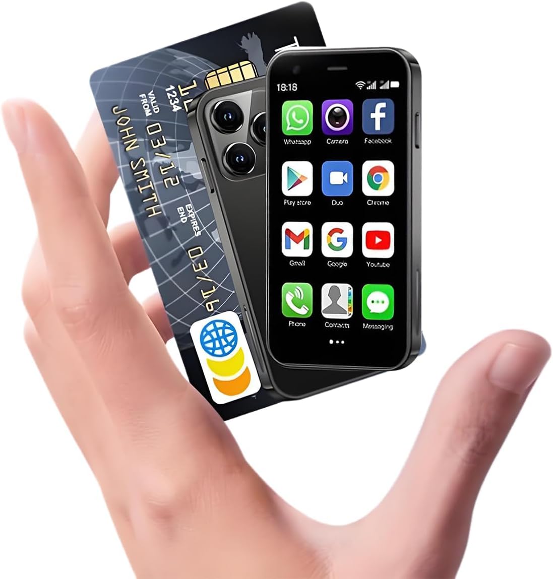CatCalls Mini Phone 4G Unlocked 3.0'' Touch Screen Compact Mobile Phone for Kids & Students 2000mAh Battery Cell Phone with Dual SIM Quad Core Face ID//Bluetooth/GPS 3GB+32GB Memory (XS16-Black)