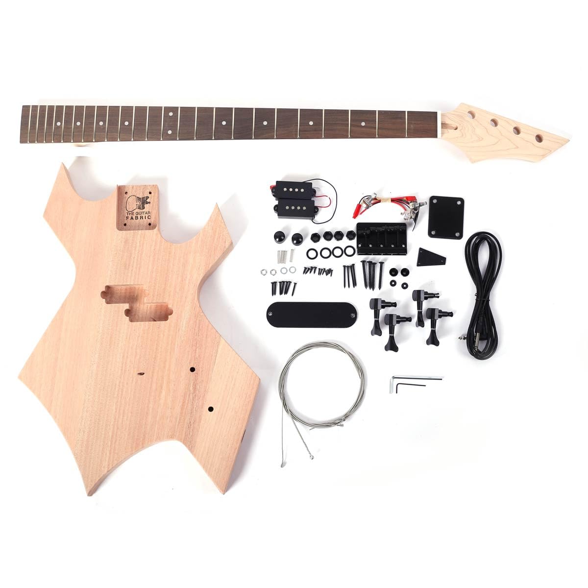 Kit de guitare basse DIY – Style BC Rich Warlock | Acajou massif, manche en érable, touche en palissandre | Électronique pré-câblée | Niveau de construction débutant | Excellent cadeau pour les - Les Beatles, Paul McCartney, John Lennon, RIngo Starr, George Harrison Kit de guitare basse DIY – Style BC Rich Warlock | Acajou massif, manche en érable, touche en palissandre | Électronique pré-câblée | Niveau de construction débutant | Excellent cadeau pour les