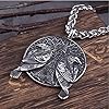 ZFSBRTL Wikinger Halskette Odin Raven Anhänger, Herren Silber Edelstahl Nordischen Mythologie Amulett Rune Keltischer Schmuck Geschenk 60Cm Kette mit Holzkiste #2