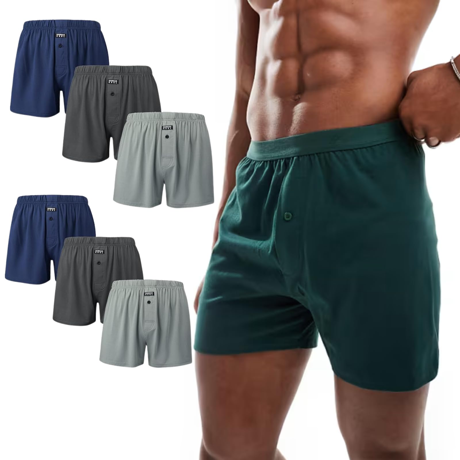 Trenzeo Men’s Boxer Shorts 6-Pack – Soft Cotton Underwear for Men, Loose Fit with Button Fly Breathable & Comfortable Men’s Boxers Multipack (UK, Alpha, 5XL, Regular, Regular, Mes's, MixColors)
