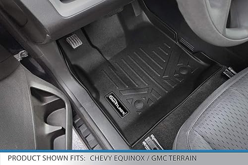 Miniatura 2 de SMARTLINER Juego de alfombrillas personalizadas de primera fila color negro para Chevy Equinox/GMC Terrain 2011-2017 con postes delanteros dobles