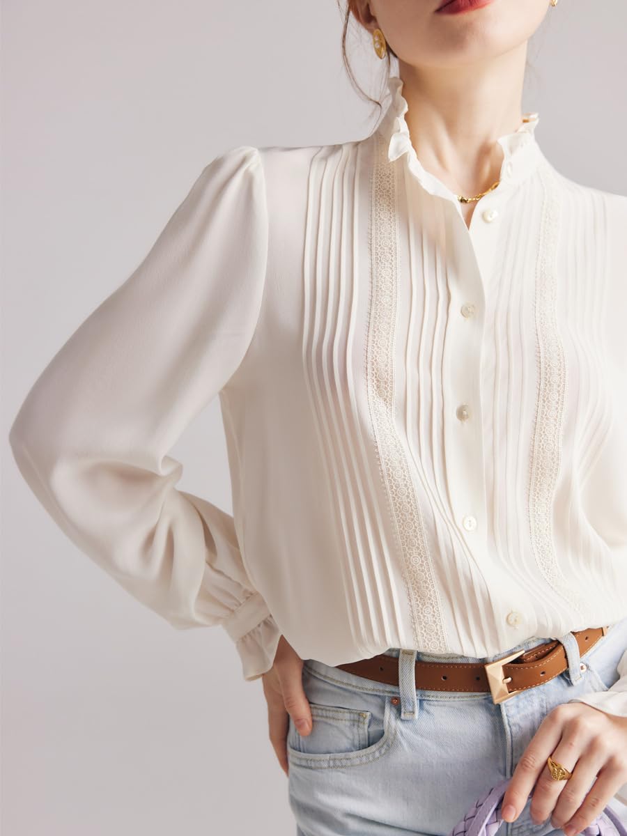 Women's Stand Collar French Silk Blouse for Women
