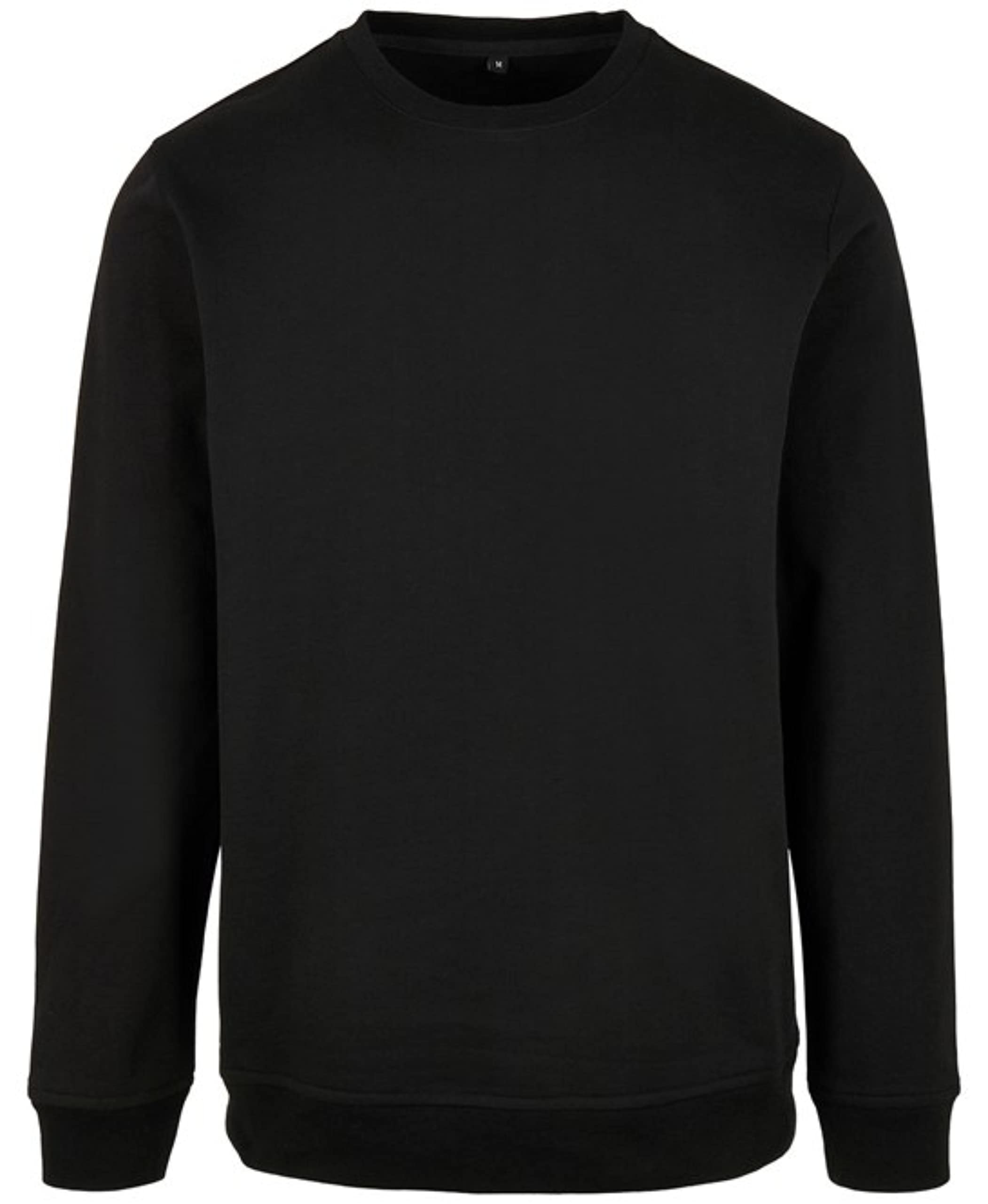 Aremie Mens Sweatshirt, Plain Crew Neck Sweat Top, Brushed Fleece Casual Pullover Jumper - Black Medium