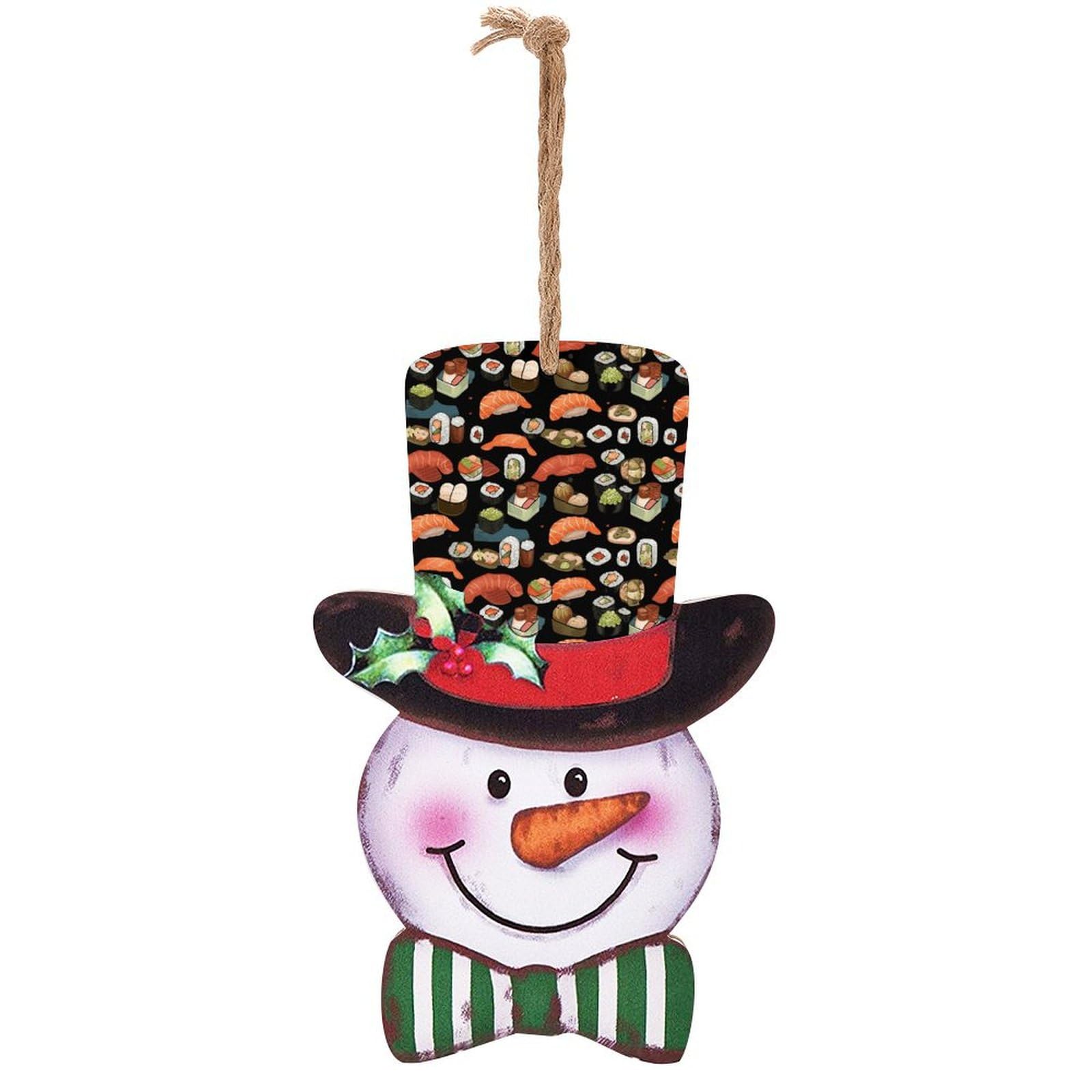 Plaque en bois bonhomme de neige de Noël déco murale suspendre intérieur