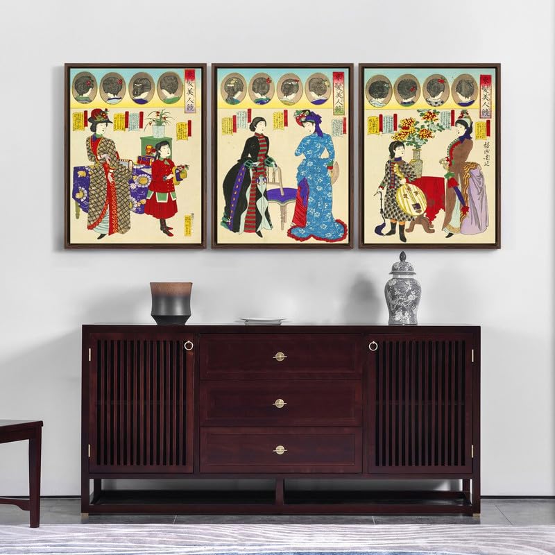 Poster Yoshu Chikanobu Triptyque A4 | Déco Murale Japonaise 3 Panneaux BensArt