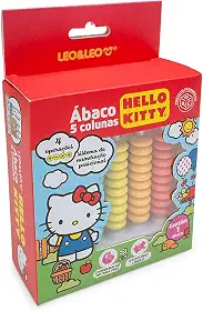 Contador Ábaco, Leonora, Hello Kitty, 5 Colunas, 50 Argolas