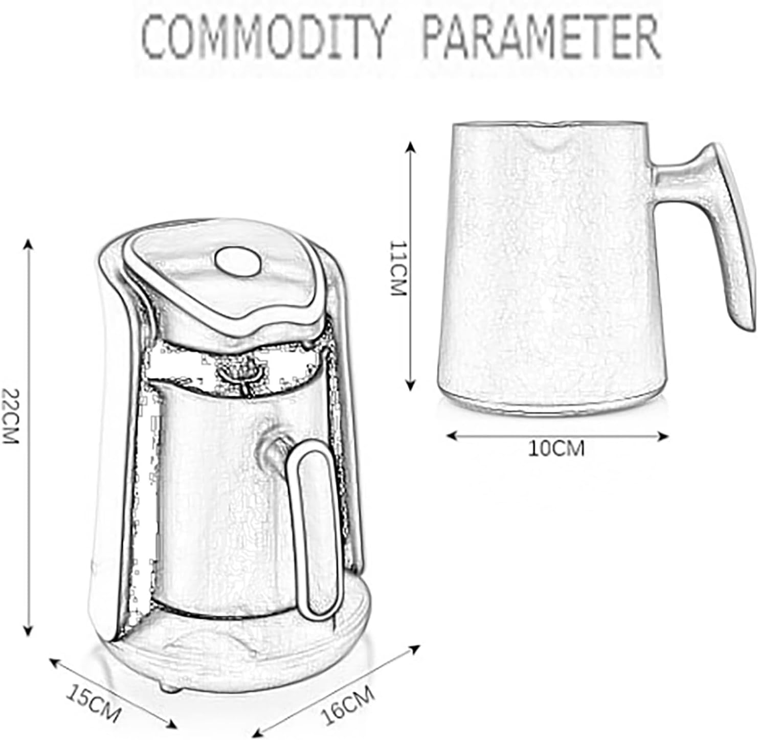 Electric Coffee Maker 600W,Turkish Arabic Greek Coffee Pot Maker, Brewer Coffee Maker Includes 17.6oz (500ML), 4 Cup Coffee Cups Automatic Shut-Off for Home Office