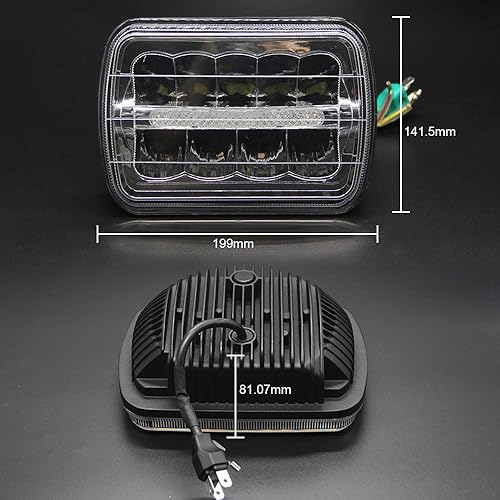 Miniatura 6 de OPP ULITE Faros delanteros LED de 5 x 7 pulgadas, repuesto H5054 H6054LL 69822 6052 6053, 1 unidad, 5 x 7 pulgadas, haz alto y bajo con halo DRL