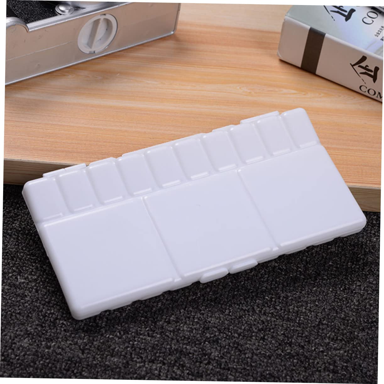 Veemoon 3pcs Watercolor Palette Set Mixing Box Pigment Trays Fixing Plate Portable for Artists