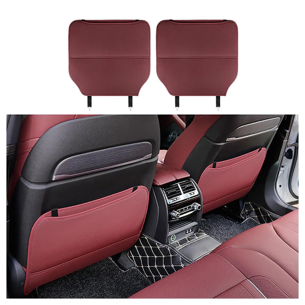 2 Stück Auto Rückenlehnenschutz für Jeep Cherokee Grand Cherokee 2003-2019, Autositz Kickschutz mit Taschen, Rücksitz Organizer aus Wasserdichtem Leder,B Red