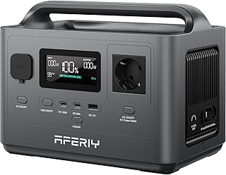 AFERIY Gerador elétrico portátil de 400 W, estação de energia móvel de 256 Wh, bateria nômade LFP, saídas variadas, tomada da UE 220-240 V, UPS, gerador elétrico solar para a sua vida sem interrupção