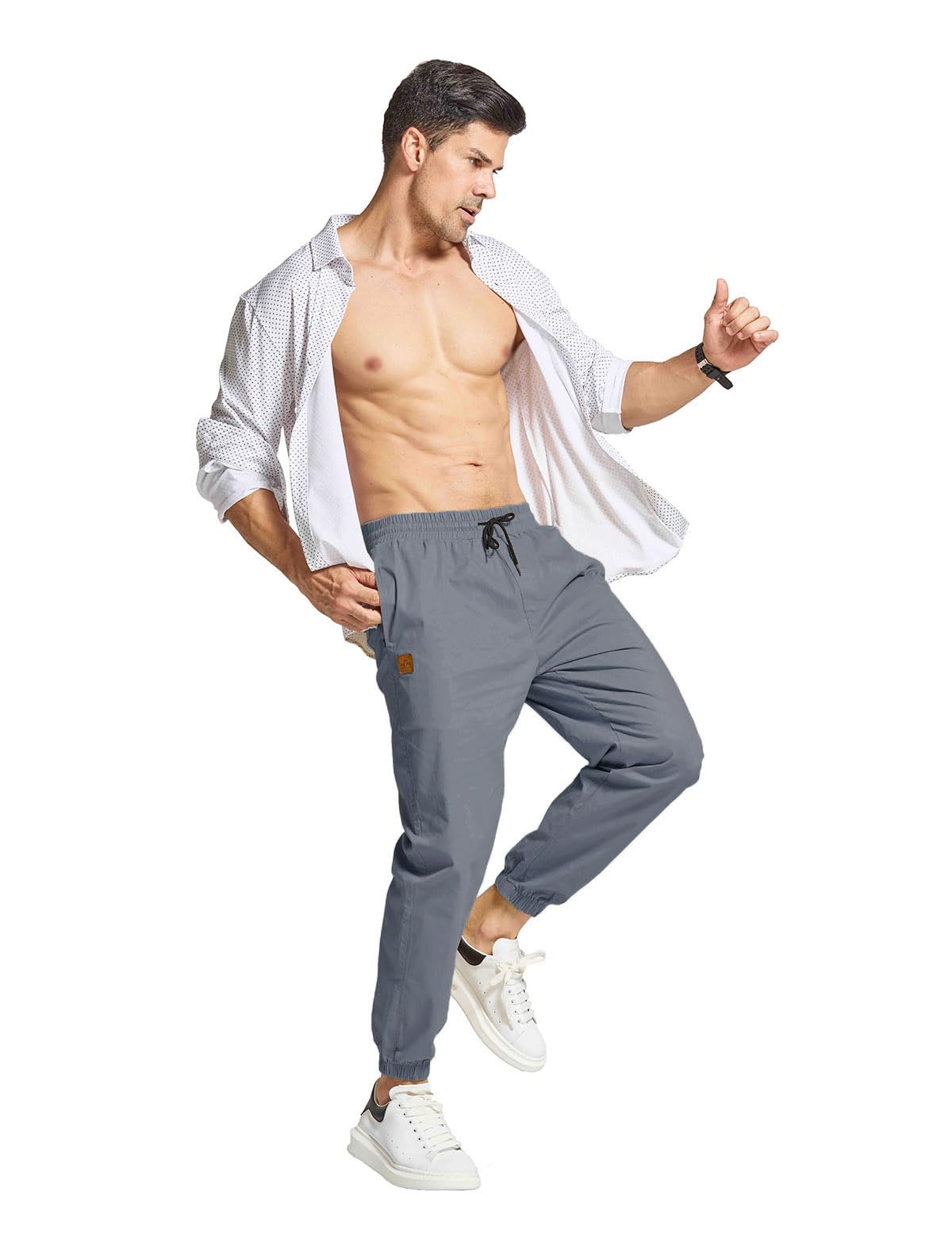 JustSun Pantaloni da Lavoro Uomo Cotone Cargo Casual Pantaloni Tuta Uomo Pantaloni Jogging Slim Fit con Tasche
