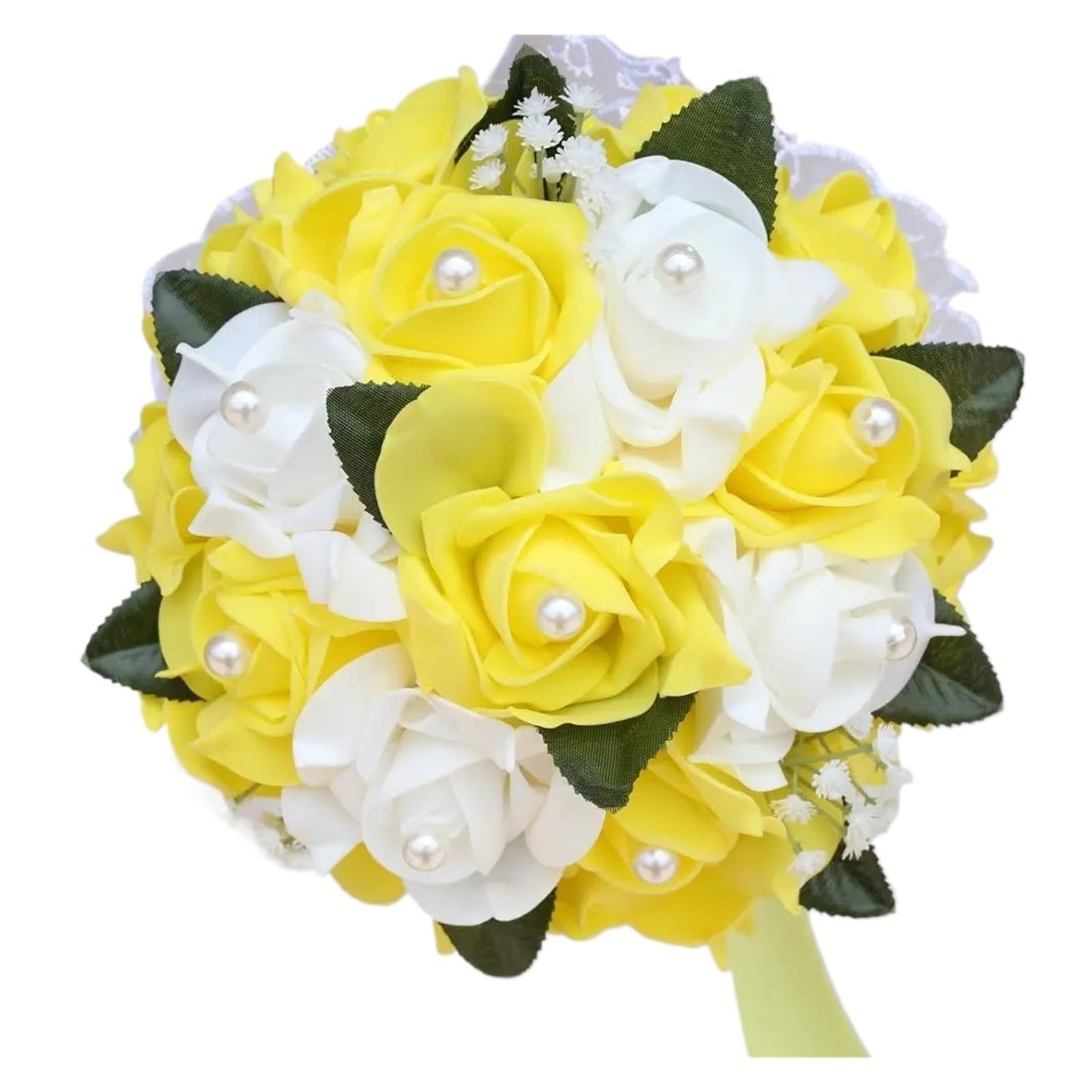 LuoAXINN Artificial Wedding Bouquet Wedding Bouquet Mariage Bouquets Diamond Ribbon Bridal Holding Artificial Flowers Bride(Yellow)