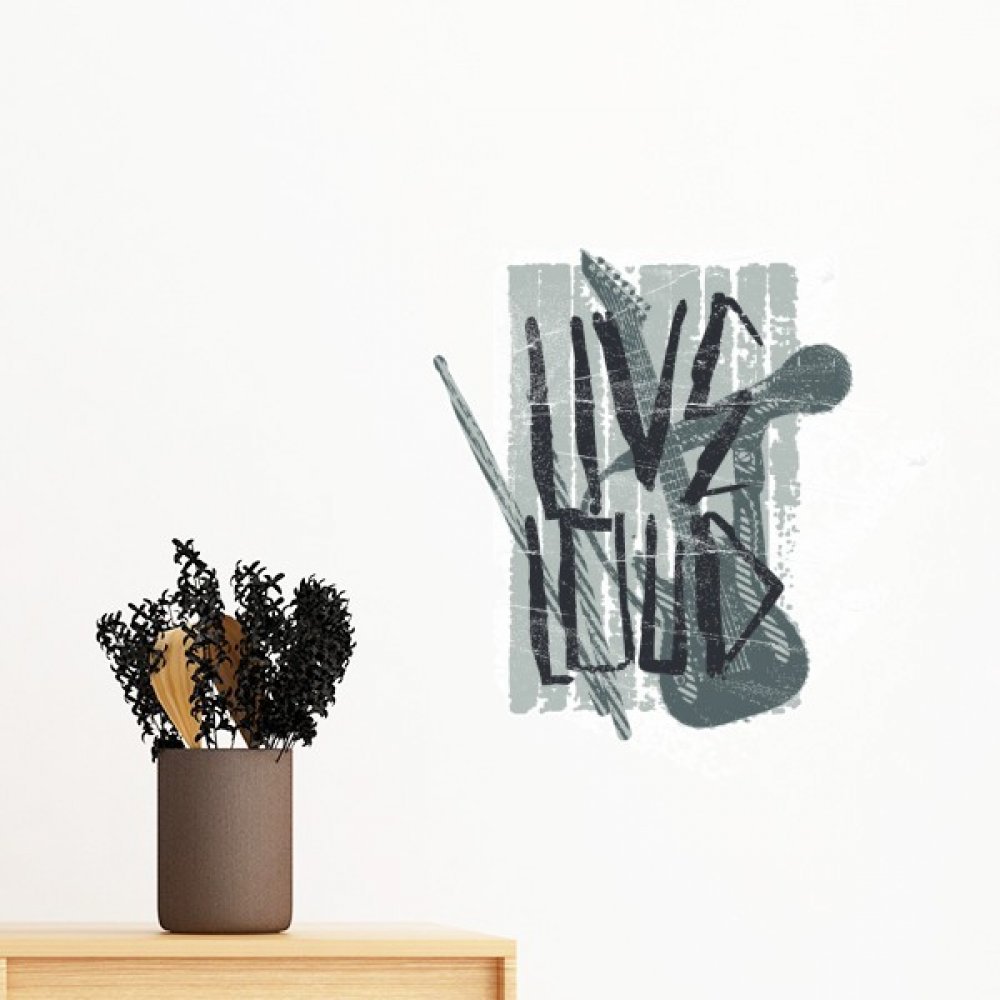 Sticker mural amovible motif jazz gris pour déco chambre