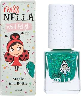 MISS NELLA FIELD TRIPS – Safe Special Dark Green Nail Polish for Kids, Non-Toxic & Odor Free Formula for Children and Toddlers, Natural Water Based for Easy Peel Off