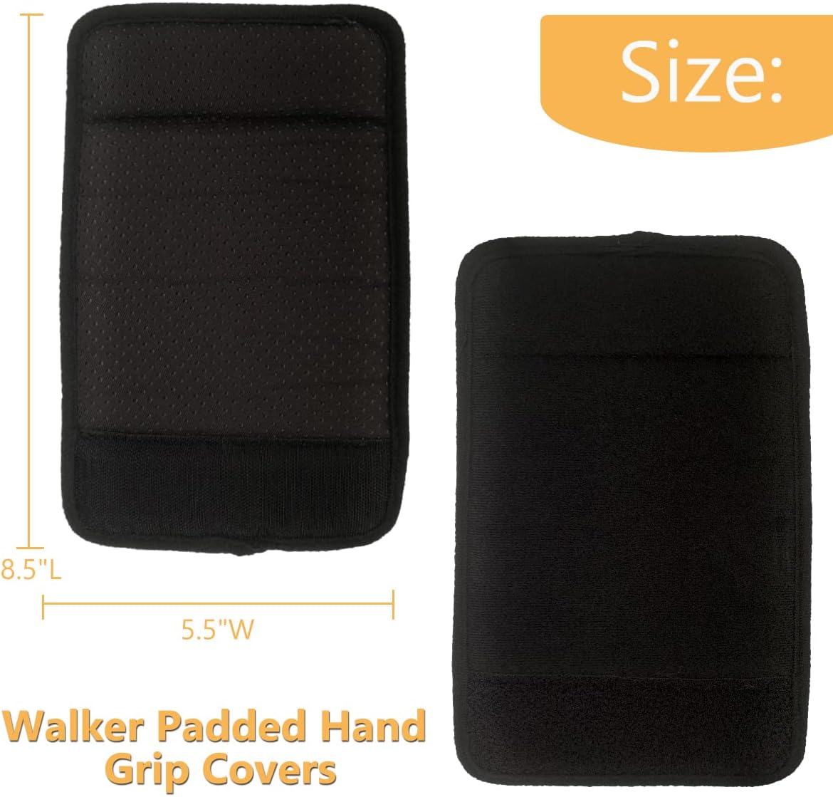 Universal Walker Padded Hand Grip Covers, Premium Medical Soft Cushion Memory Foam Core Padding, Wicking, Comfort, Washable, Black : Health & Household