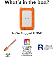Vista 2 de LaCie Rugged HDD Externo Portátil de 5TB - Compatible con USB 3.0/2.0, Resistente a Golpes/Polvo/Lluvia para Mac y PC, Naranja, Gris