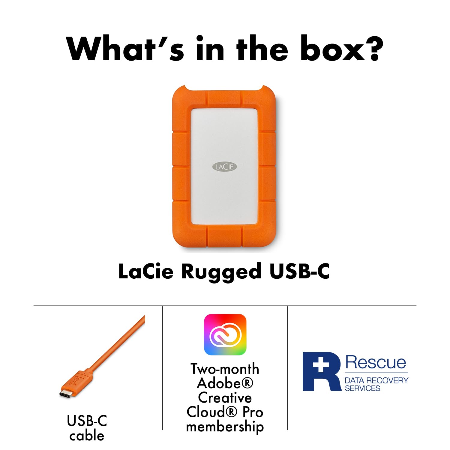LaCie Rugged 5TB Portable External HDD - USB 3.0/2.0 Compatible, Shock/Dust/Rain Resistant for Mac & PC, Orange, Grey - 3