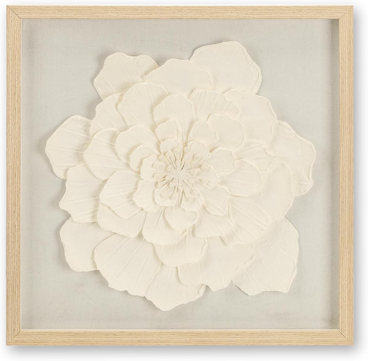 ZETLVCY Framed Wall Art, 3D Paper Pulp Floral Wall Decor for Living Room