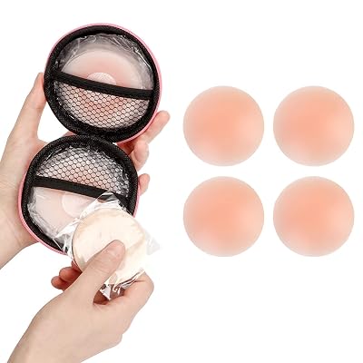 DClub Nipple Covers Reusable Comfortable & Natural, Invisible, Adhesive Silicone Pasties for Women. (2, Skin)
