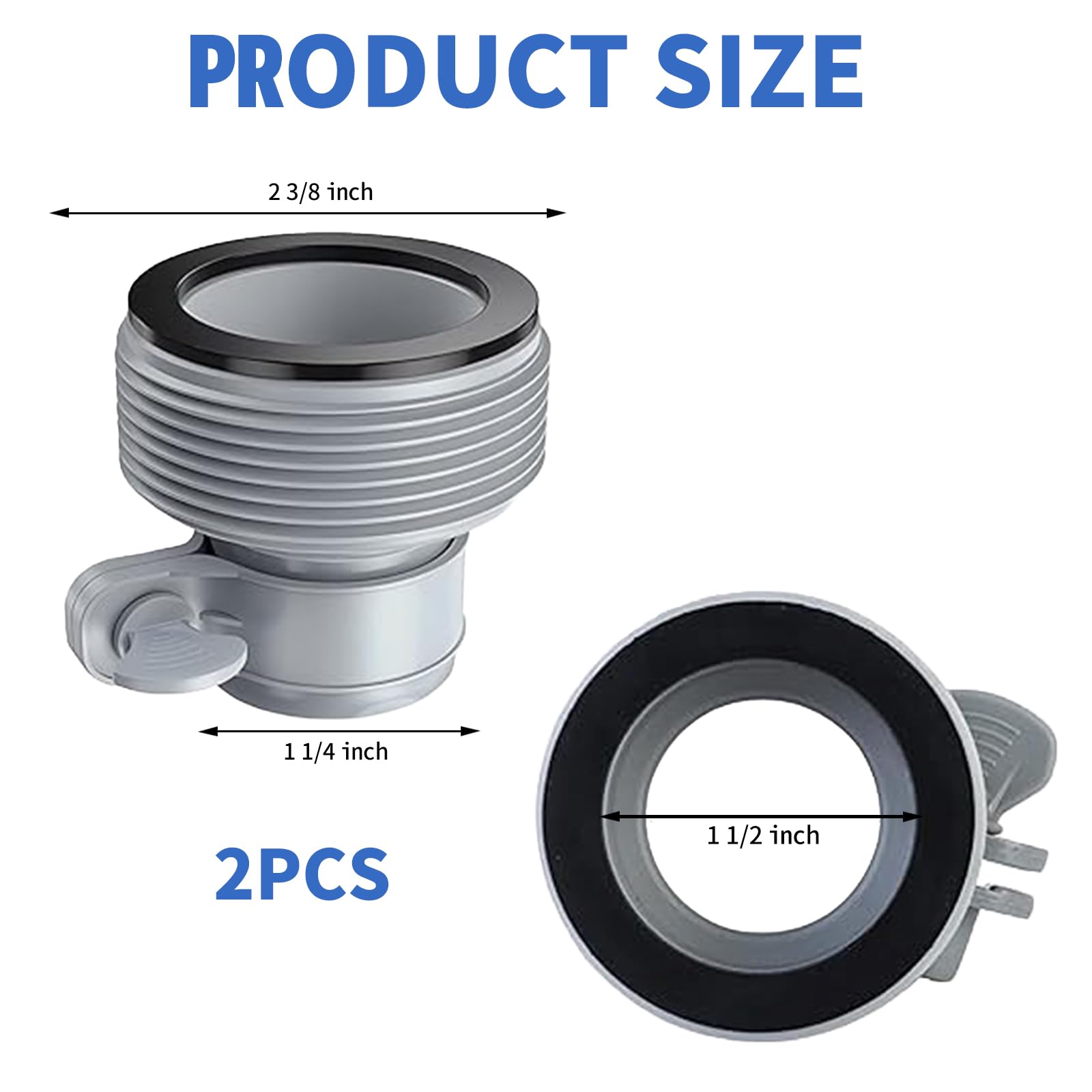 2 Pezzi Adattatore Tubo Piscina, Adattatore per Piscina B, Connettori per Tubi per Piscina, Raccordo per Tubo Spiralato Piscina, Accessori per Piscina per Raccordi da 1,5" (B)