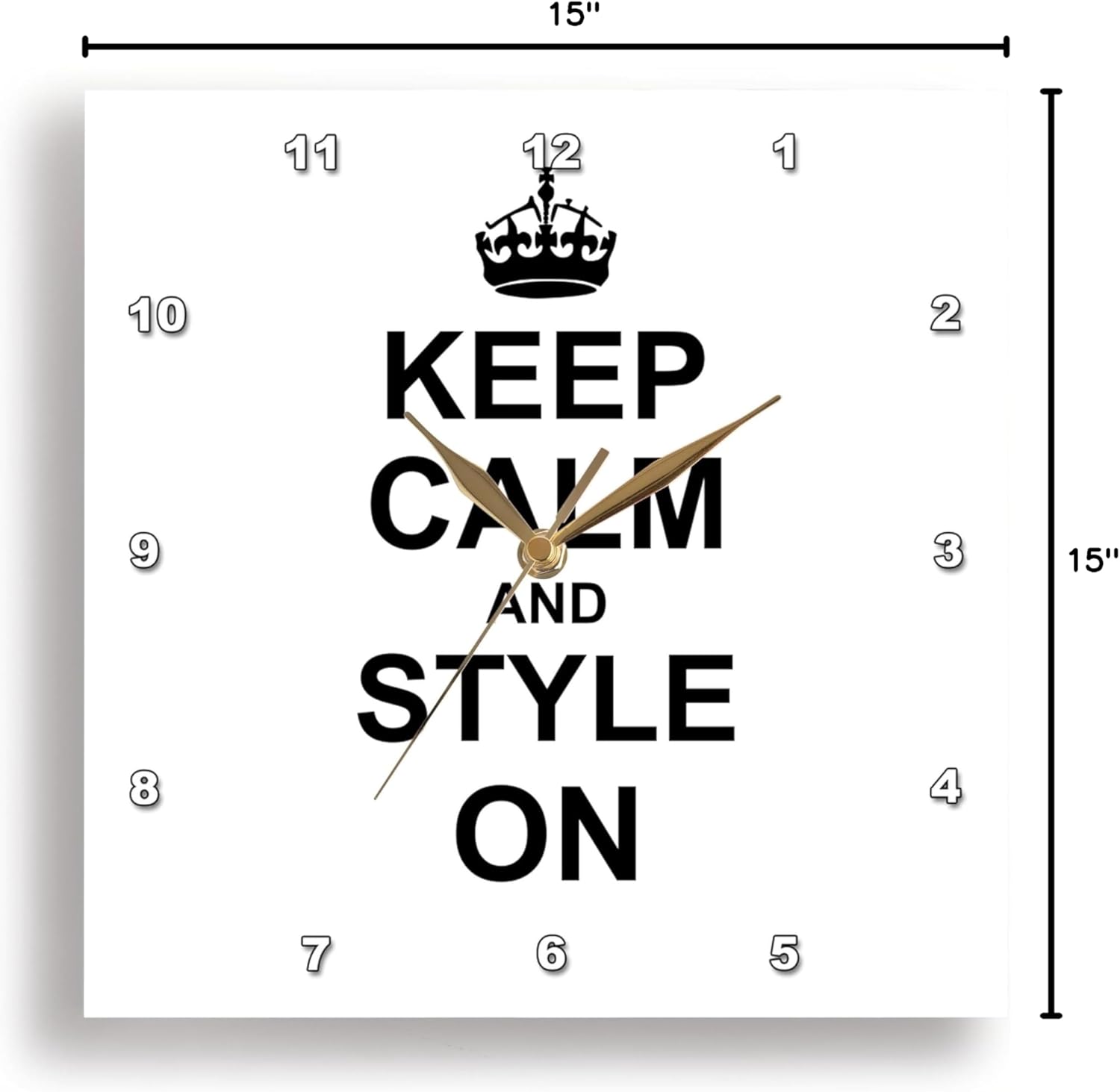 3dRose DPP_157732_3 Keep Calm and Style on Carry on Styling Fashion Stylist Hairstylist Hairdresser Gift Fun Humor Wall Clock, 15 by 15-Inch