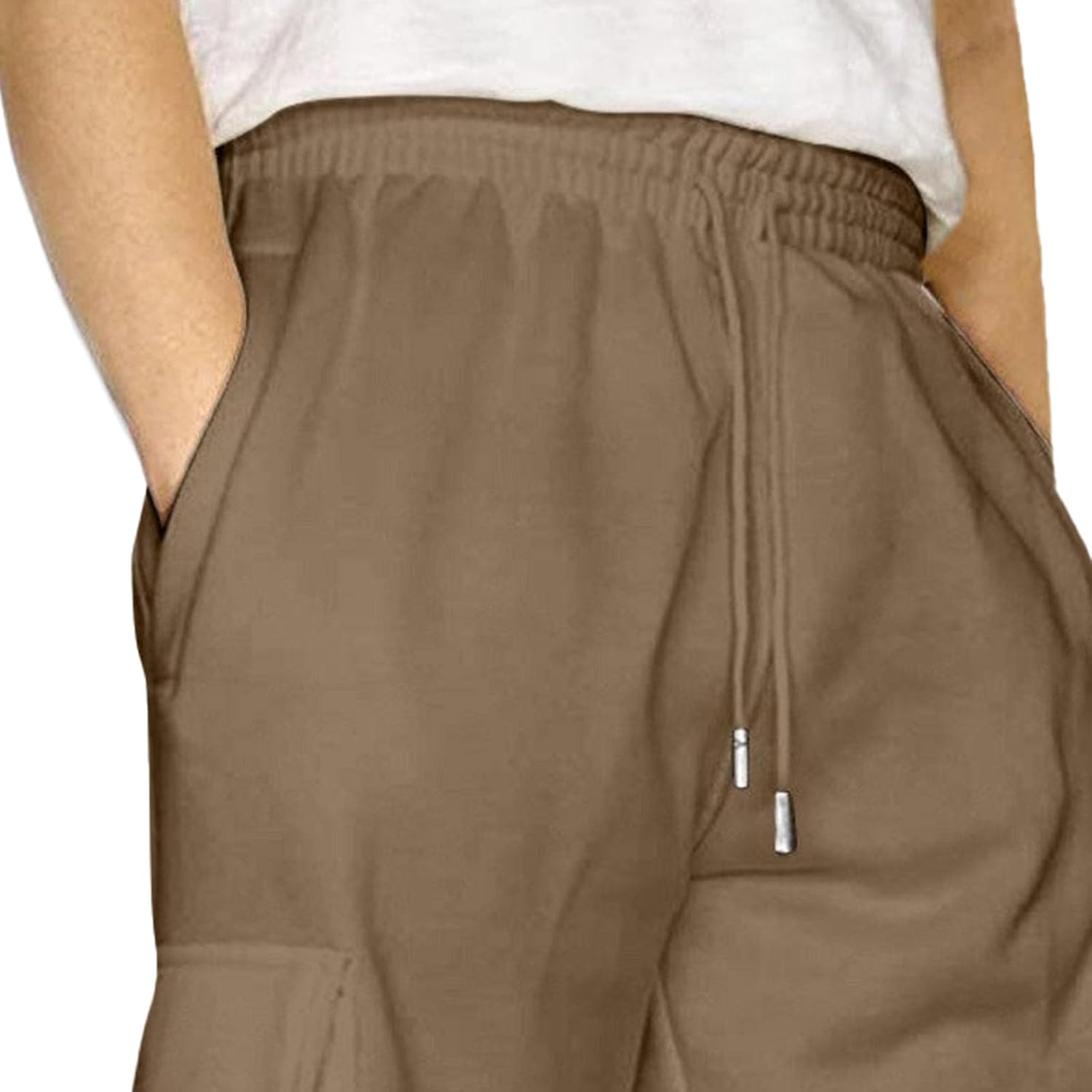 Men's Multi Pocket Sports Casual Pants Drawstring Outdoor Athletic Trousers Fall Classic Hiking Loose Overalls Pant