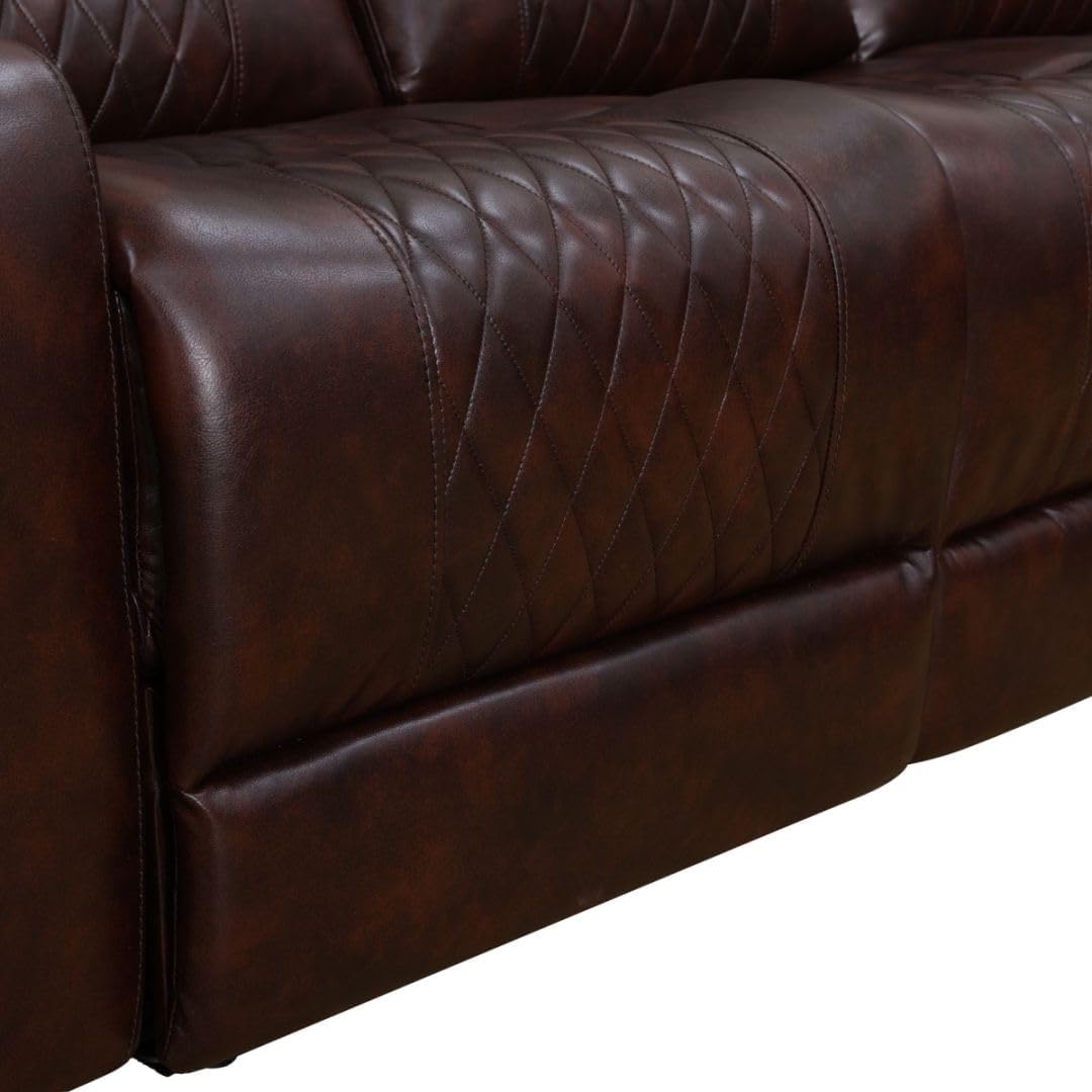 Power Recliner Sectional Sofa Set, Breathing Leather Furniture Set,L Shaped Recliner Couch with LED Light/Storage/Cup Holders/USB Charging for Living Room Office Home Bedroom(Dark Red)