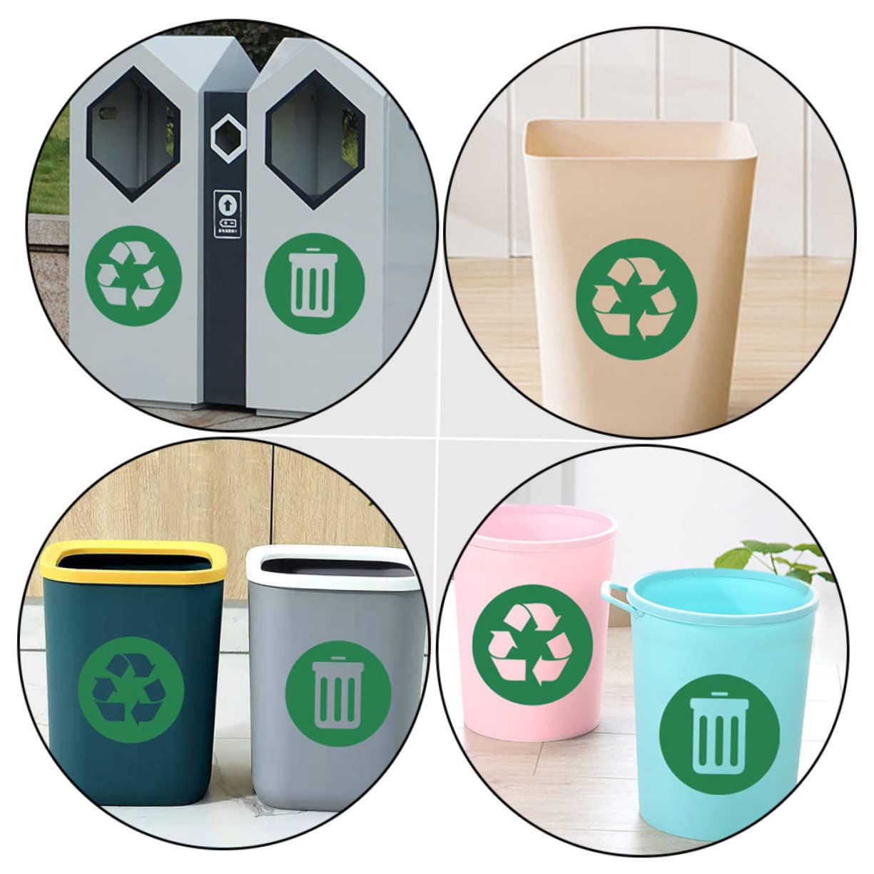 ULTECHNOVO 4pcs Adhesive Trash Sorting Label Stickers Decals for Trash Can Recycling Material Easy to Use for Garbage Classification and Organization