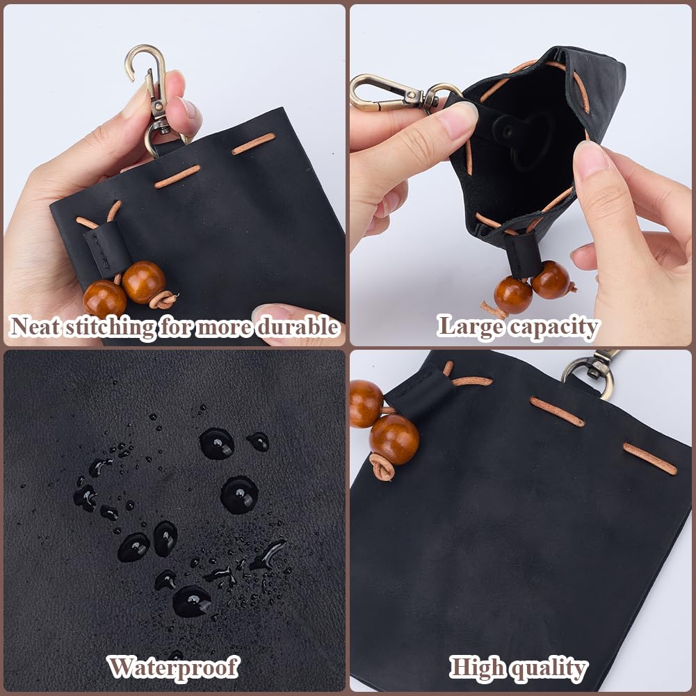 GORGECRAFT 116x118x16mm Mini Münzbörse Aus Leder Mit Kordelzug Echtes Lederetui Vintage Kokosnussbraun Crazy Horse Leder Mini Geldbörse Für Männer Und Frauen Zur Aufbewahrung von Schmuck Schlüsseln Un