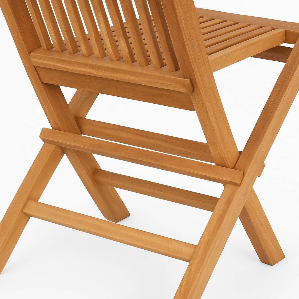 Meubletmoi Chaise de Jardin Pliante en Bois de Teck Massif huilé pour Table de Repas - Extérieur Naturel Patio terrasse Balcon - ANCOLIE