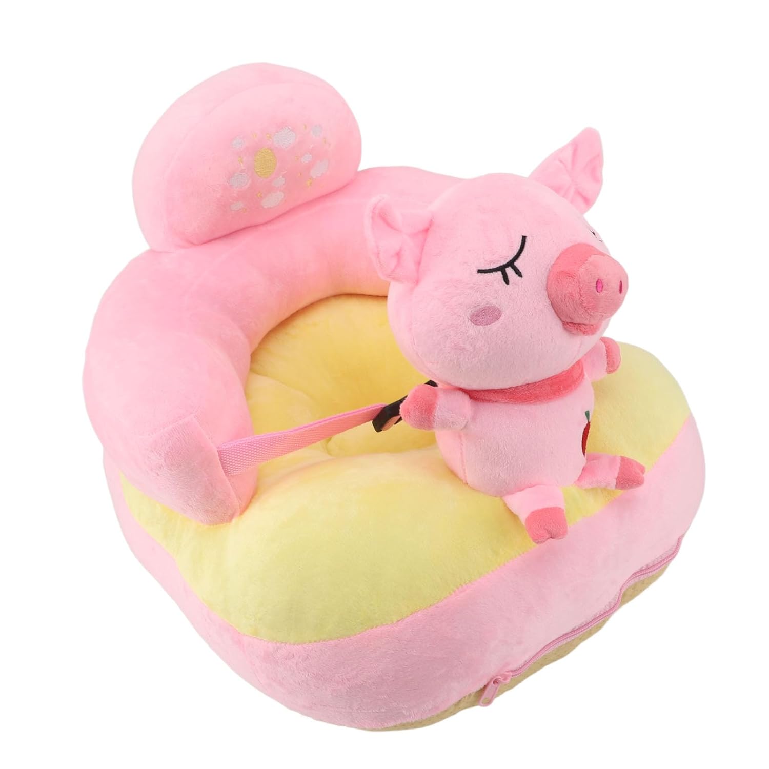 gernie Baby Floor Seat Sofa, Safety Soft Plush Baby Support Seat Sofa, Function, Adjustable Angles for Indoor (Roseate Pig)