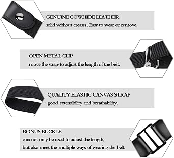 maikun No Buckle Women Men Stretch Belt, Invisible Elastic Belt for Jeans Pants Dresses