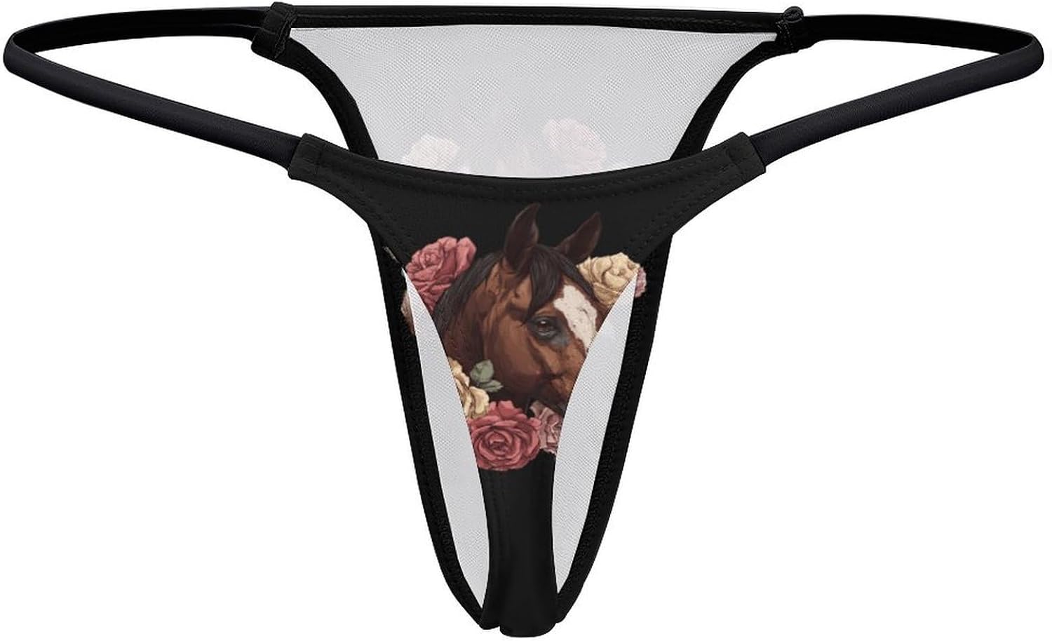 Horse Rose Thongs for Women Underwear G-String Panties | Breathable,Low Rise Panties,T-back,Sexy,Briefs,No Show Thongs