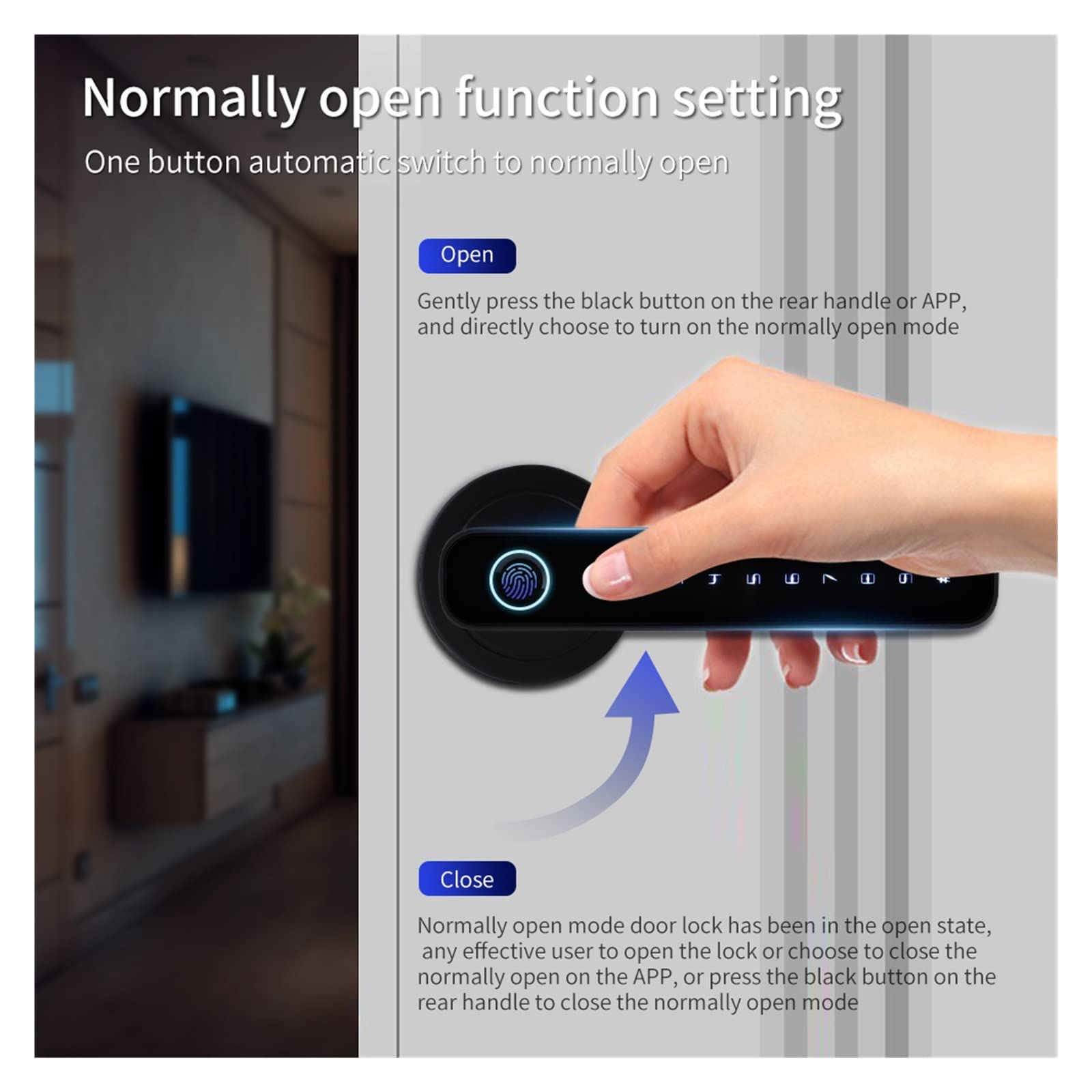 Serratura Smart, Impronte digitali Smart Door Lock Password Serratura elettronica digitale Serratura senza chiave Manopole for porte for camera da letto,per camere da letto, uffici e hotel(Grey 6070)