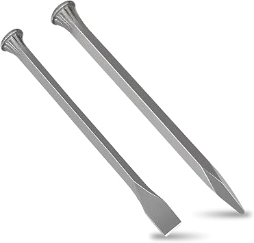 2-Piece Cold Chisel Set Includes Flat Chisel Pointed Chisel 30 cm High Carbon Steel Cold Chisel Stone Chisel Tile Chisel Chisel for Stone Concrete Masonry