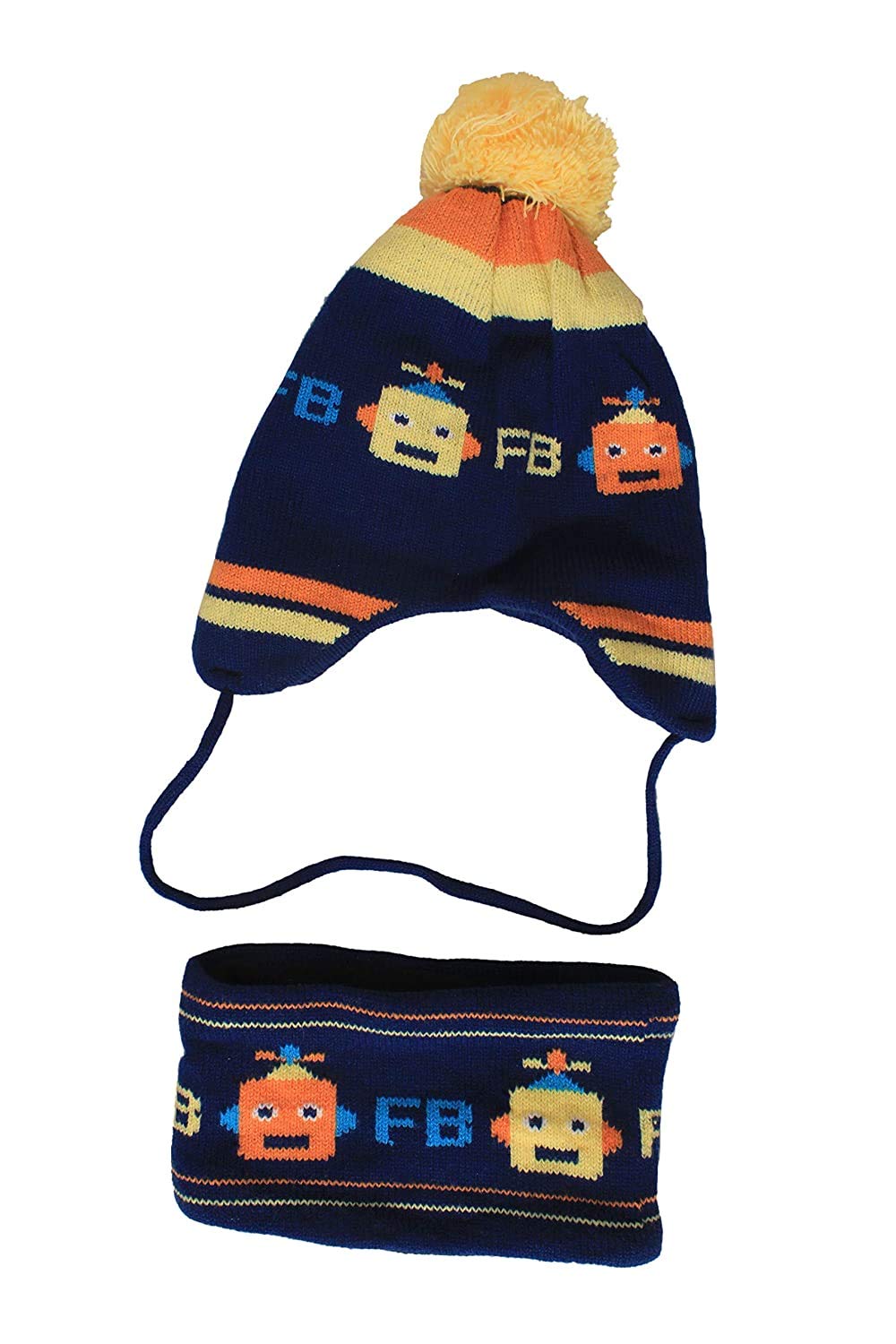 Unisex Wool Cap And Neck Warmer Set (Pack Of 1) (Kry/Robot/Prntd/cap/Neckwmer/Nblu/2-8y_Navy Blue_Free Size)-image-8